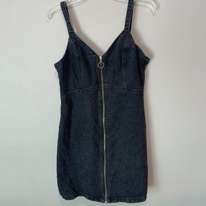 Topshop Size 8 Moto Zipper Denim Dress